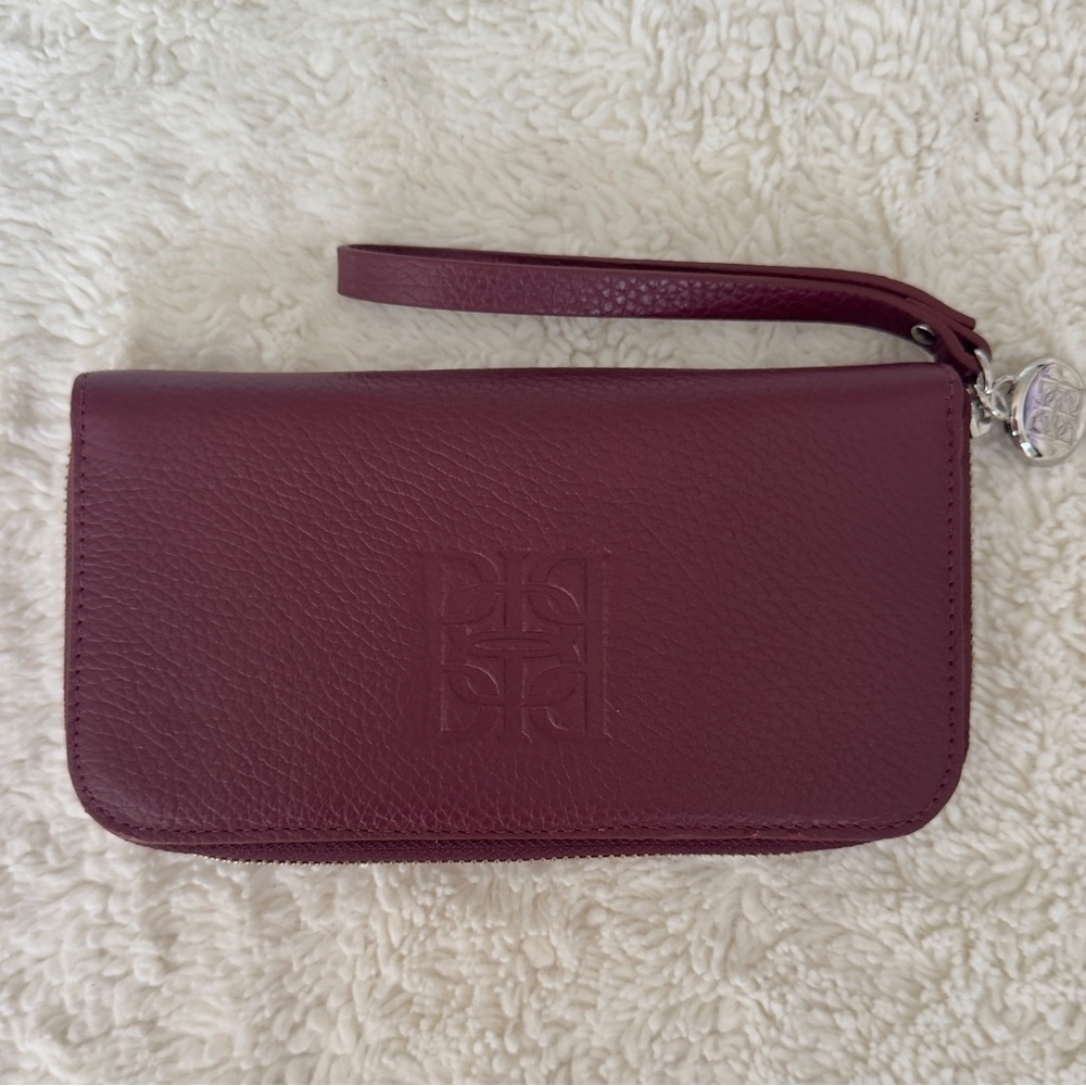 NWT PRUNE Burgundy Leather Wristlet